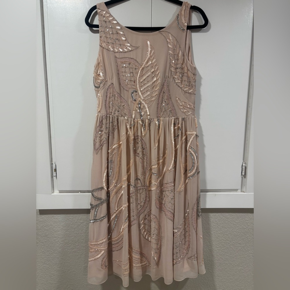 NWT Adrianna Papell Pale Blush Satin Evening Top